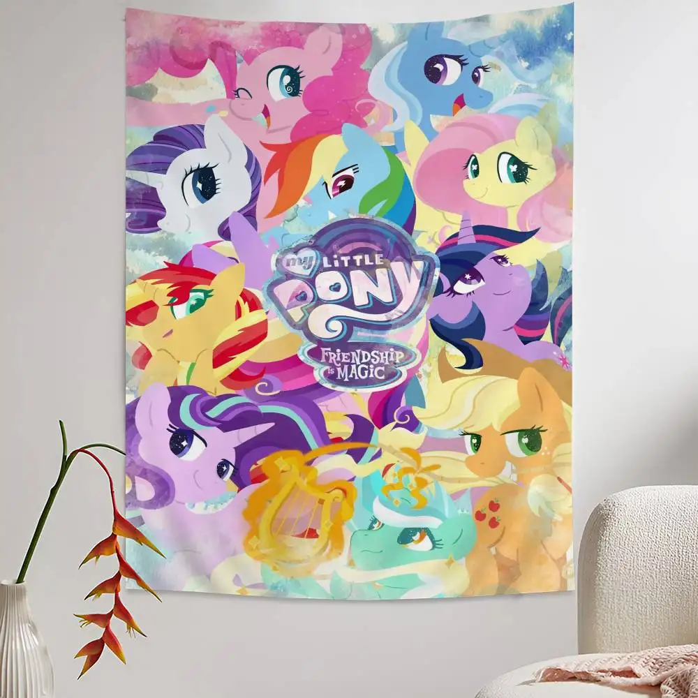 Cute M-My Cartoon P-Pony L-Little Colorful Tapestry Wall Hanging Bohemian Wall Tapestries Mandala Wall Art Decor