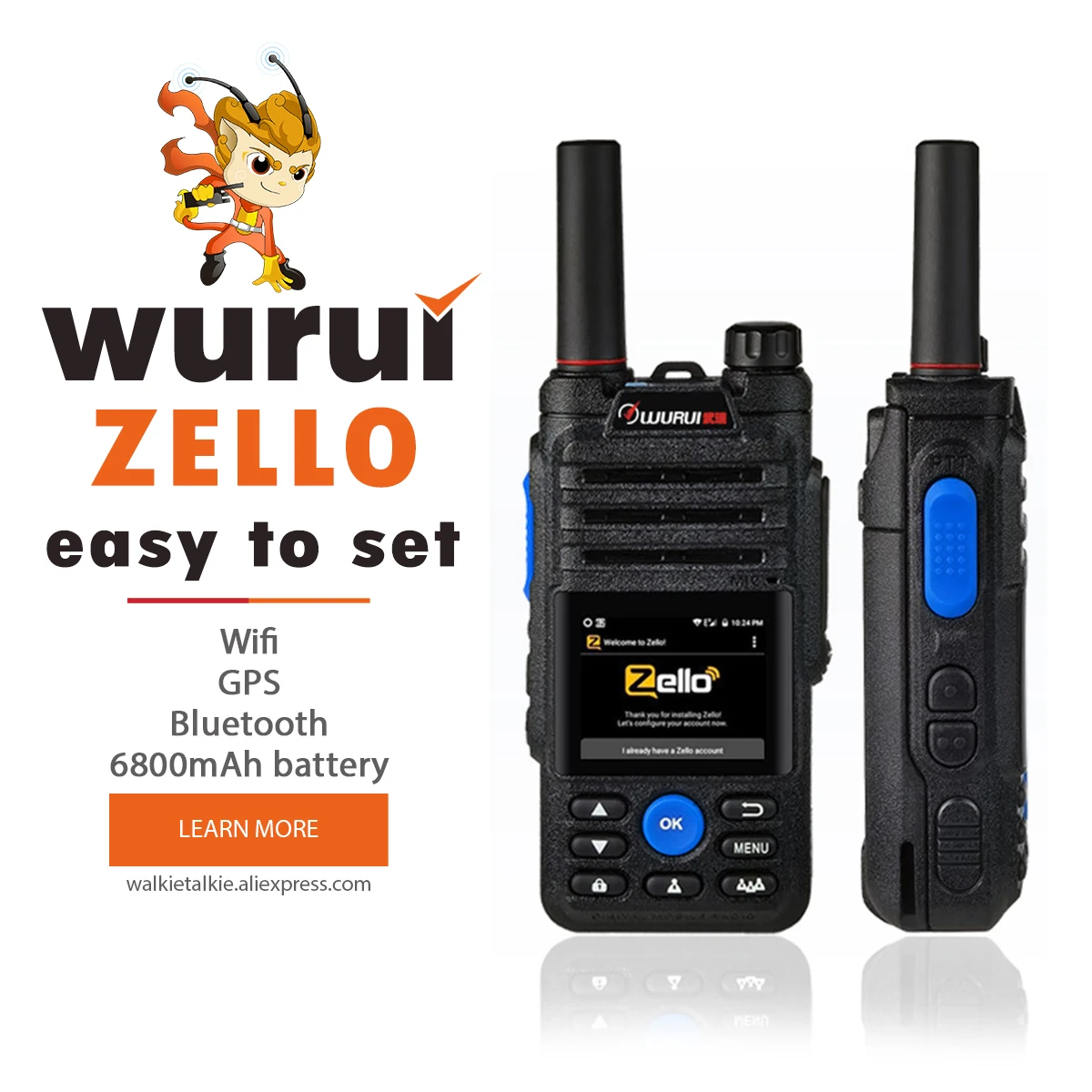 

Wurui B5 Zello 4G walkie talkie poc radios Two-way radio ham Push-button telephone communications profesional long range phone