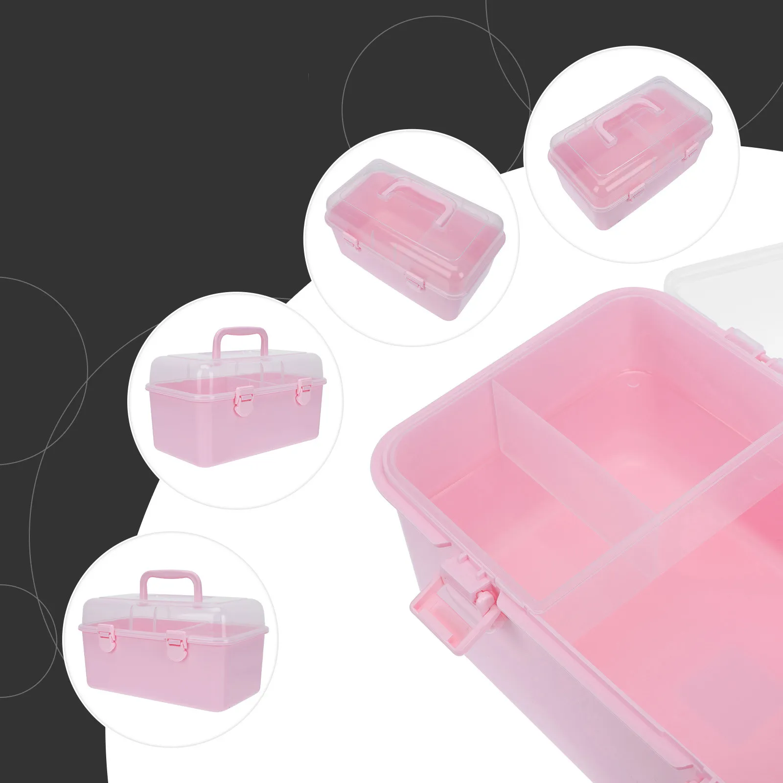 1Pcs Hair Accessory Box Portable Plastic Storage Container Multilayer for Medicine Cosmetics Jewelry Travel Outdoor Home