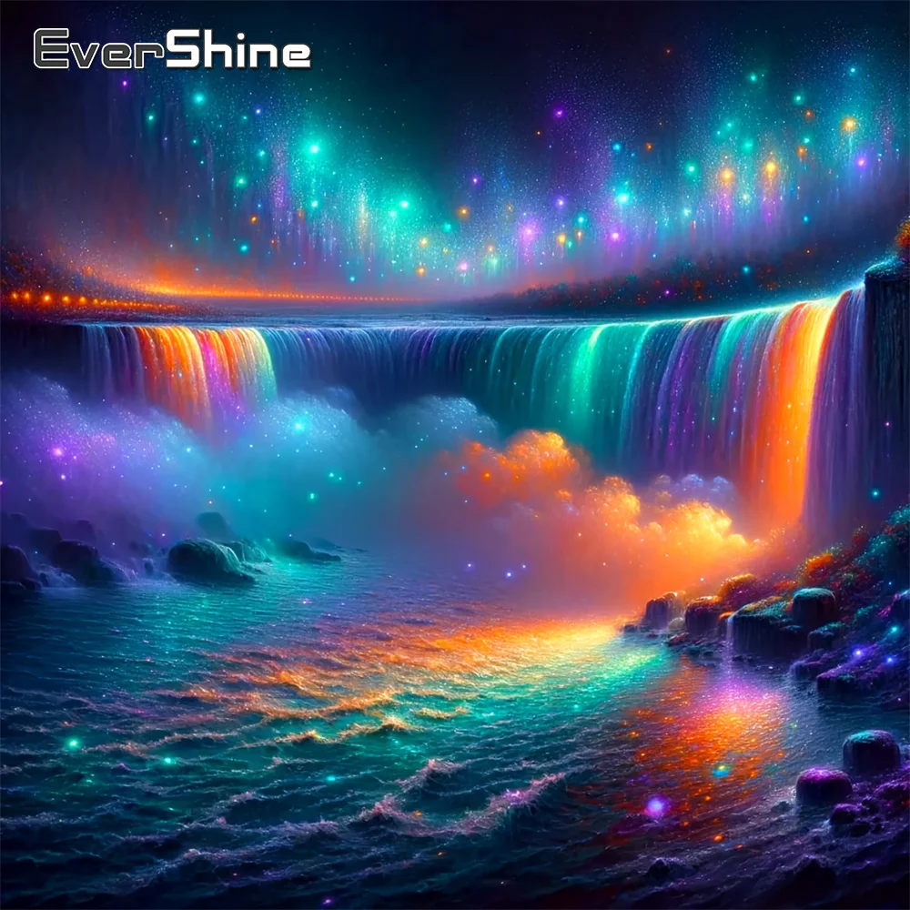 Evershine Diamant Stickerei Fluss Landschaft Voll Platz Runde Diamant Malerei Wasserfall DIY Mosaik Neue Ankunft Kind Hobby