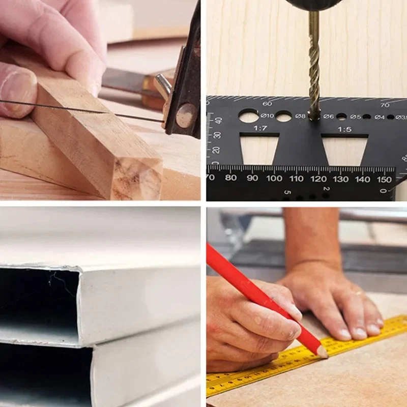 مسطرة مربعة لأعمال النجارة من سبائك الألومنيوم الفاخرة BB - أداة قياس زاوية ميتري ثلاثية الأبعاد - تخطيط نجار 45/90 درجة #3