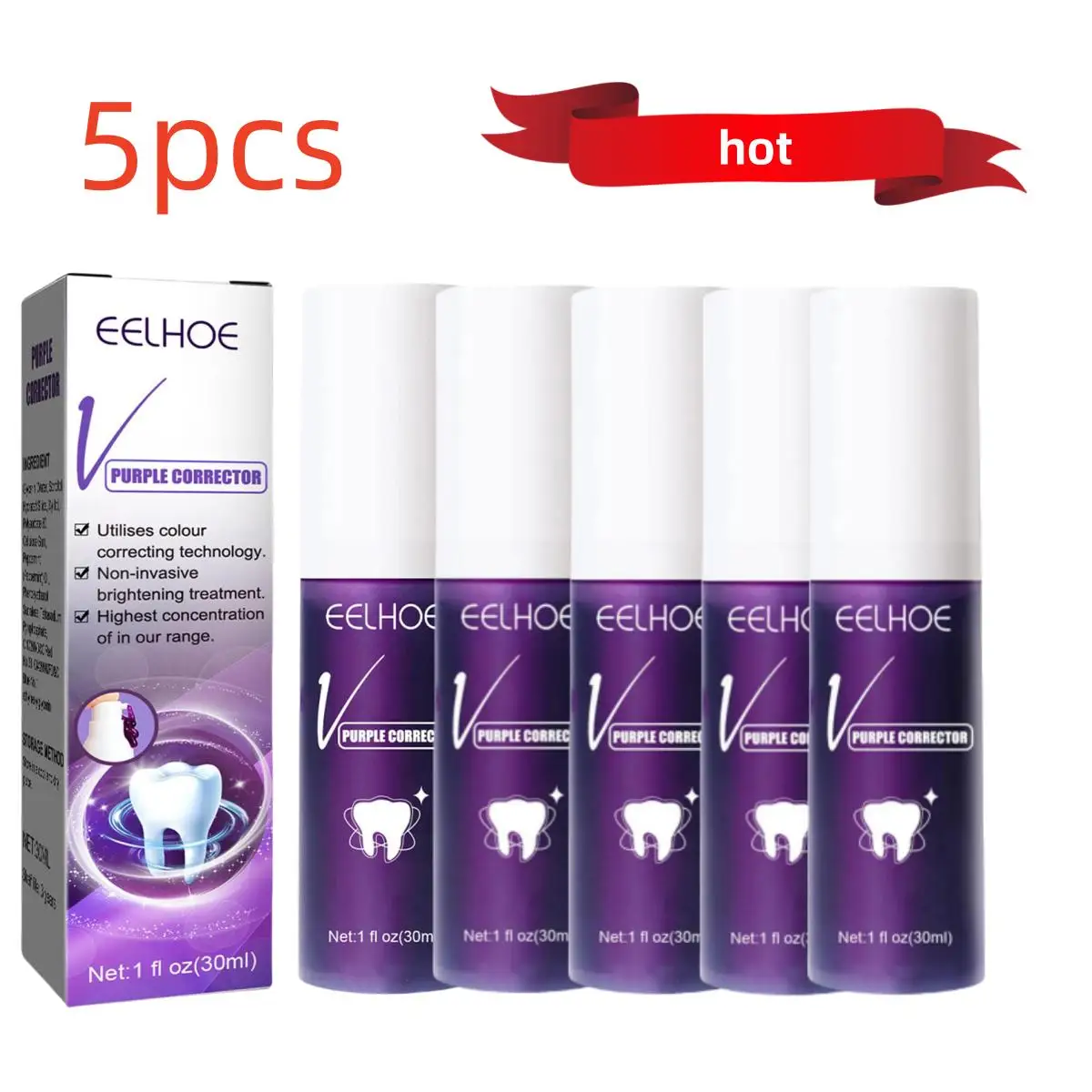 

5pcs V34 Cleansing Toothpaste Teeth Whitening Foam Brightening Colour Corrector Teeth Oral Care Stain Removal Foaming Toothpaste