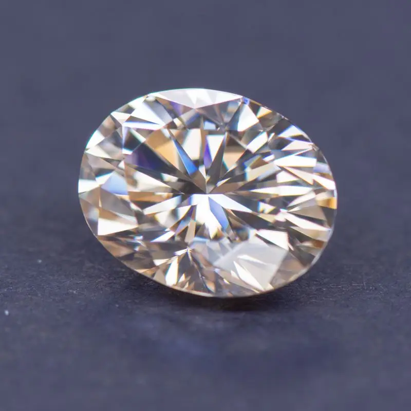 Moissanite Stone Oval Shape Natural Tea Yellow Color Charms Gemstone DIY Ring Necklace Earrings Main Materials with Certificate