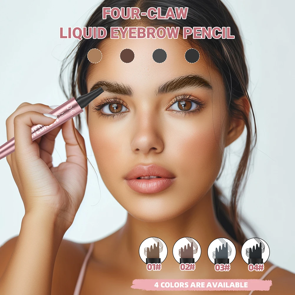 Draagbare 4 Tip Vloeibare Wenkbrauw Potlood Sweatproof Vloeibare Wenkbrauw Potlood Langdurige Vloeibare Wenkbrauw Marker Voor Professionele Make-Up