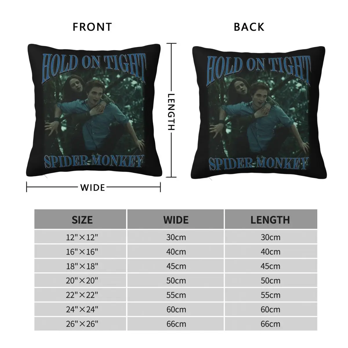 Twilight Hold On Tight Spider Monkey Square Pillowcase Polyester Linen Velvet Printed Zip Decor Home Cushion Cover Wholesale 18