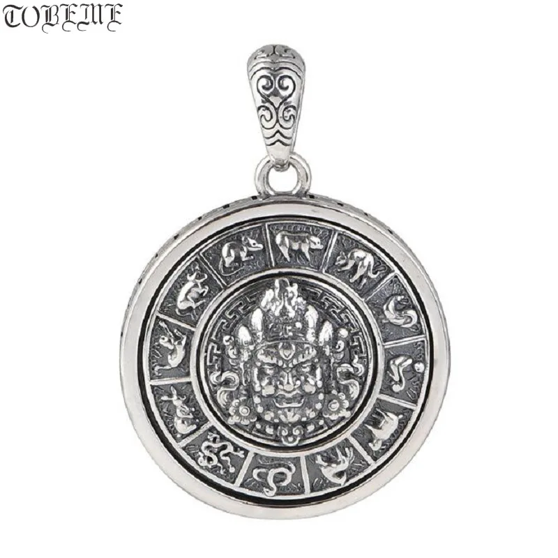 100% 925 Sterling Silver Tibetan Yellow Jambhala Buddha Pendant Buddhist Vajra Wealth Buddha Statue Pendant Good Luck Amulet