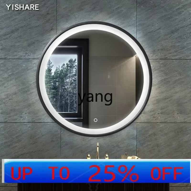 

LMMwall-mounted round bathroom mirror wall-mounted smart bathroom mirror stainless steel frame