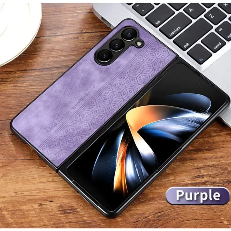 Elegante custodia pieghevole in pelle per Samsung Galaxy Z Fold 7 6 5 4 3 5G Custodia imbottita opaca anti-impronte sul retro