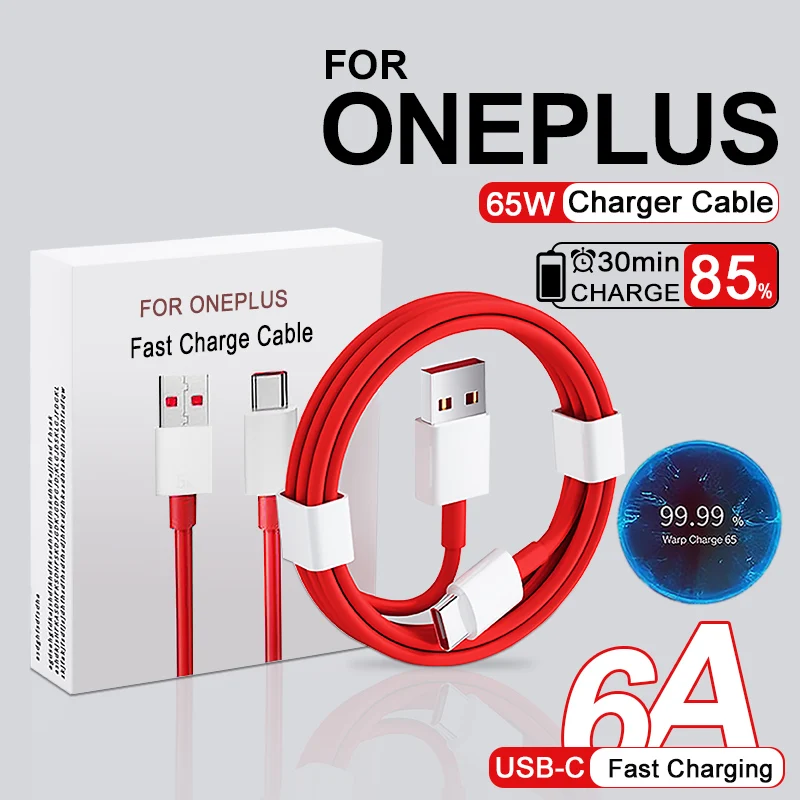 Cable cargador PD 65W Supervooc para OnePlus Ace 9RT 9R 8 7 Pro 7T Cable de carga USB C a tipo C Cable de carga por urdimbre 6T 5T 5 3T