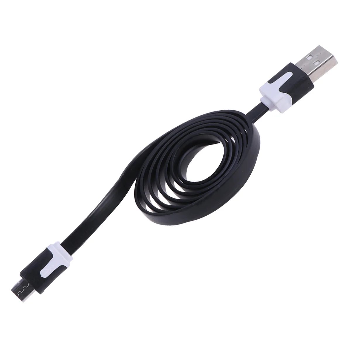 

Thick Flexible Flat Micro USB Data Cable Fast Charging Cord for Device Smartphone Black USB Cable