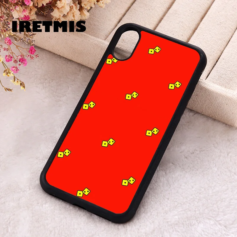 Iretmis Phone Cover Case For iPhone X XS Max XR 11 12 13 PRO MINI 14 15 16 Plus Rubber Silicone Yellow & Red Dice