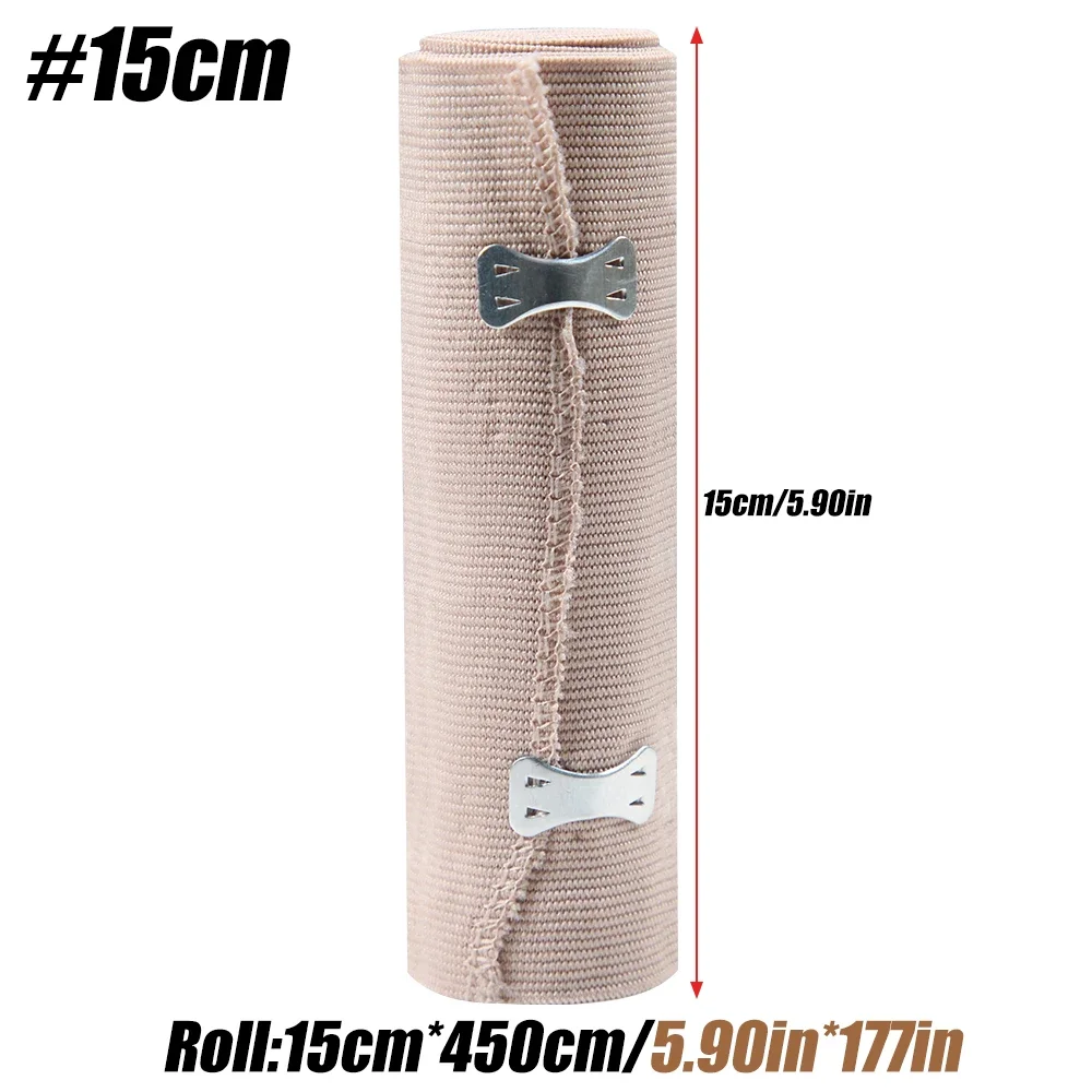 1 Rolle Kompression verband Wrap mit Clips,Sport Bandagen Tape für Knöchel, Handgelenk, Arm, Bein Verstauchungen Erste-Hilfe-Bandagen messen – Detail 4
