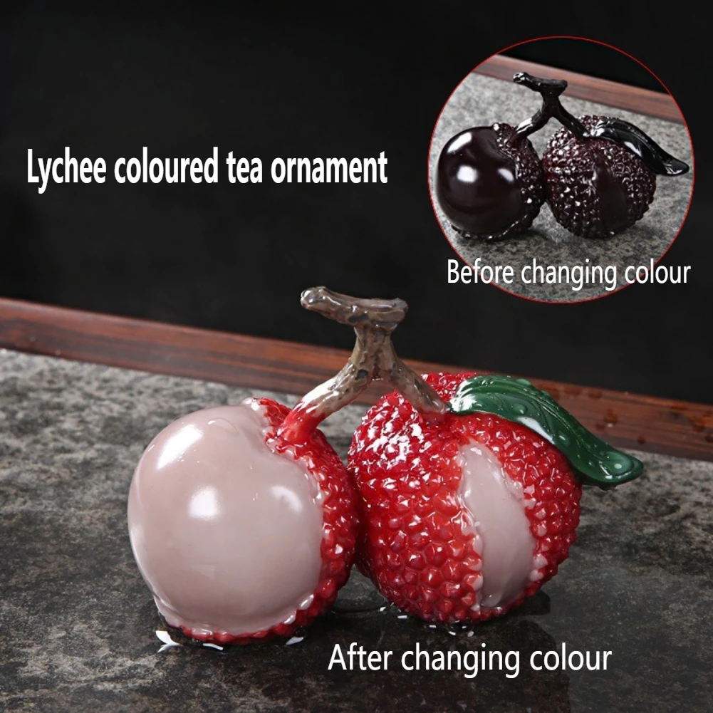 

1PC Interesting Color-changing Lychee Fruit Resin Crafts Ornaments Creative Tea Pet Tea Set Accessories Furniture Desktop Decor