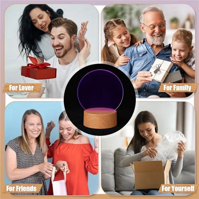 【Hot Selling】12 Pcs Christmas 3D Night LED Lamp Base Gift 16 Colors LED Light Display Base With Remote Control USB Cable Lamp Ba