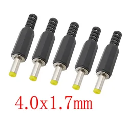 4.0mm x 1.7mm DC Power Supply Male Plug Straight Solder Connector DC 4.0*1.7mm Yellow Plugs Jack DIY Repair Adapter
