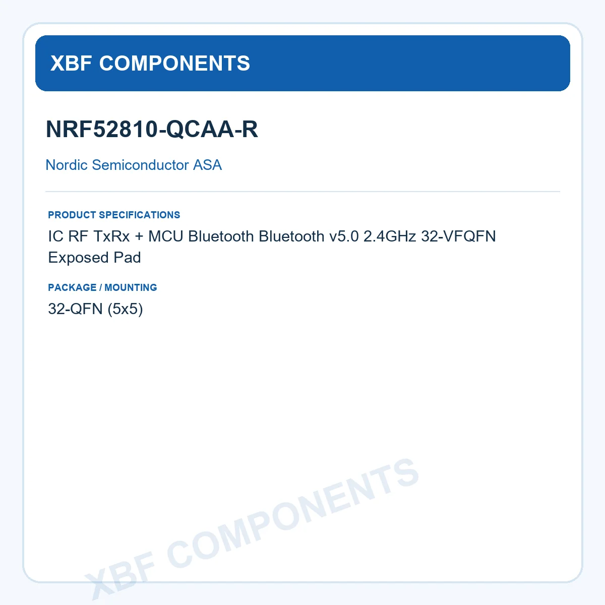 NRF52810-QCAA-R Nordic Semiconductor ASA Wireless SoC 32-QFN (5x5)