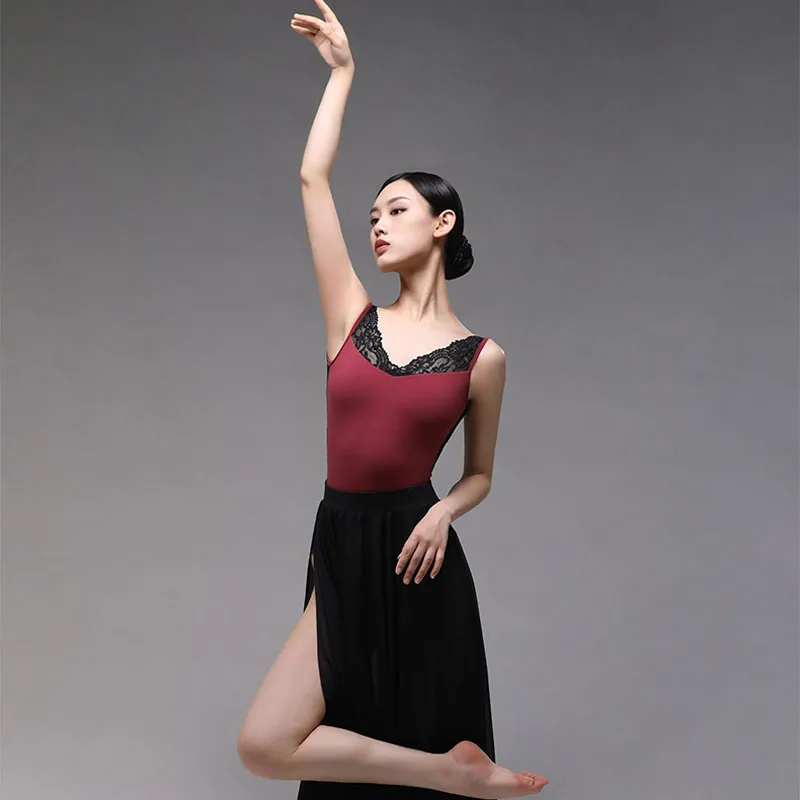 Frauen Spitze V-ausschnitt Und V-back Ballett Trikots für Erwachsene Dance Kostüm Bademode Elegante Body Dancewear Gymnastik Trikot