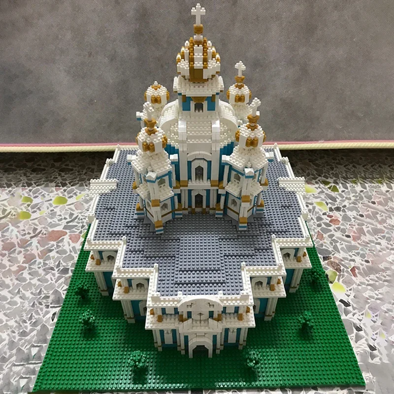 Lezi 8042 architektura świata Smolny klasztor katedra kościół Model Mini diamentowe klocki cegły zabawki do budowania dla dzieci bez pudełka