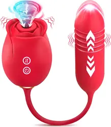 Vibromasseur à Succion Rose 3 en 1 pour Femme, Gode à Succion de Clitoris, Épisseur de Vibration, Léchage de Langue, Produits pour Adultes, Jouets Sexuels