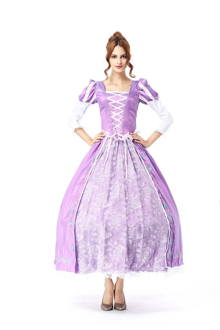 

Adult Women Deluxe Princess Rapunzel Costume Halloween Fairy Tale Princess Tangled Cosplay Fancy Dress