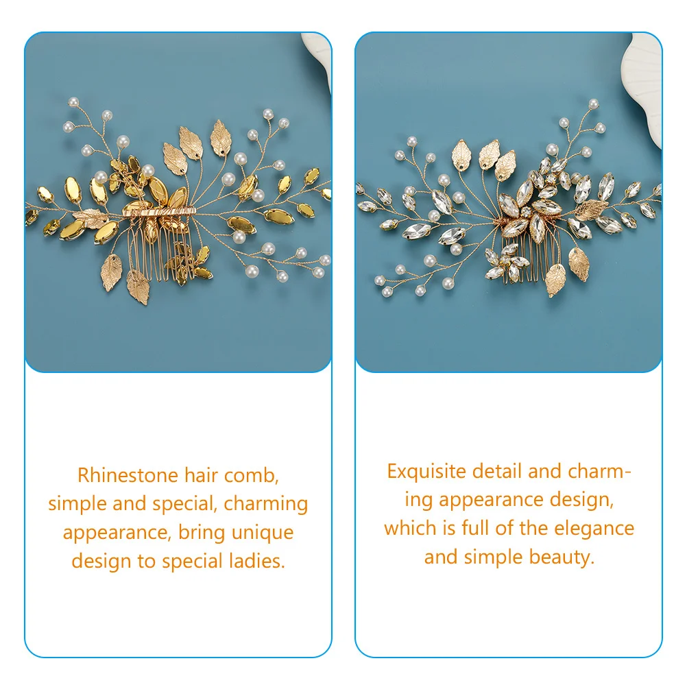 

Bridal Rhinestone Hair Comb Pearl Wedding Headpiece for Bride Prom Pageants Birthday Comb Headband