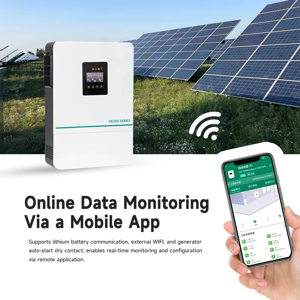 3.6kW 6KW 10KW 48v Inverter solare ibrido 220V/230V/400V On/Off-Grid Inverter solare ibrido a onda sinusoidale pura