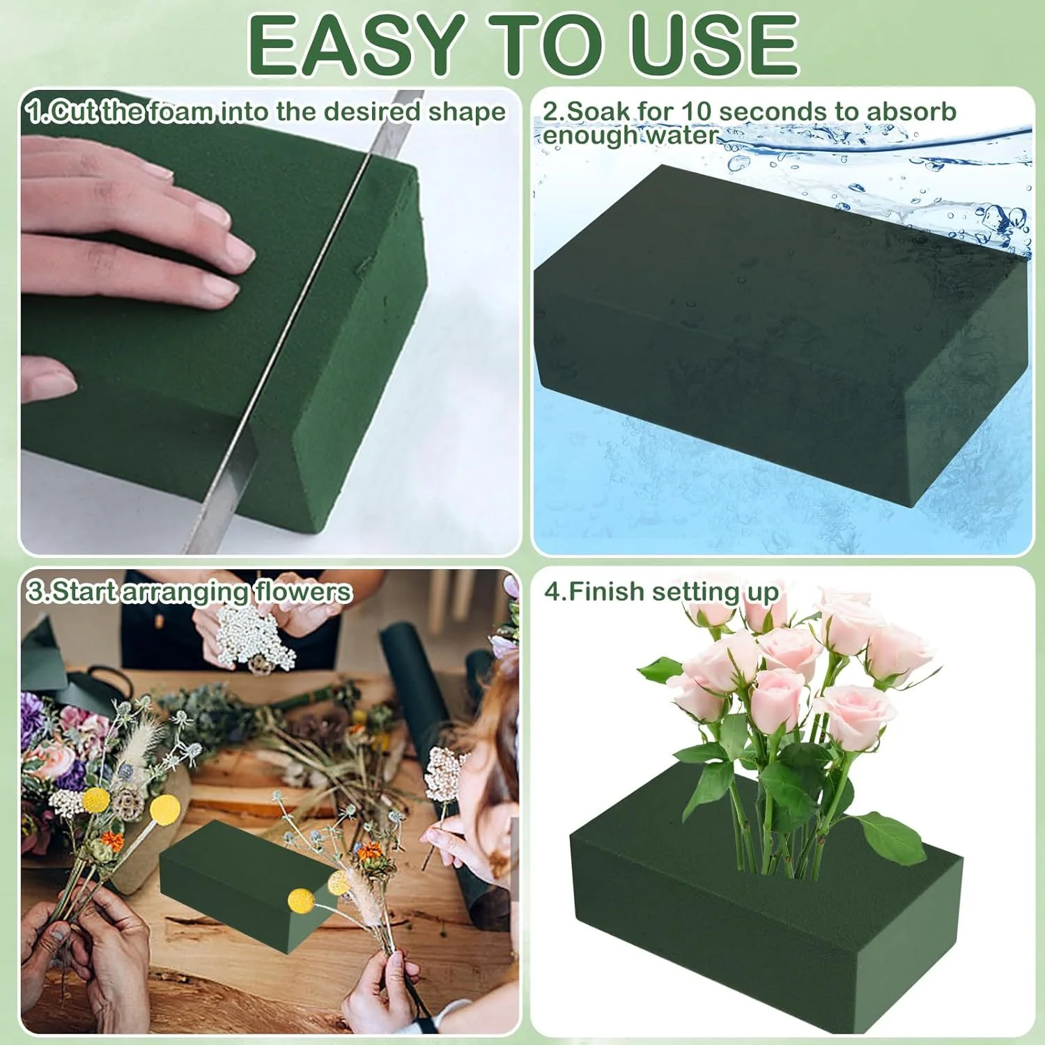 3/6PCS/Batches Wedding Party Decoration With Wet Fresh Flower Foam Blocks Home Gardening Flower Mud Flower Arrangement Foam Base