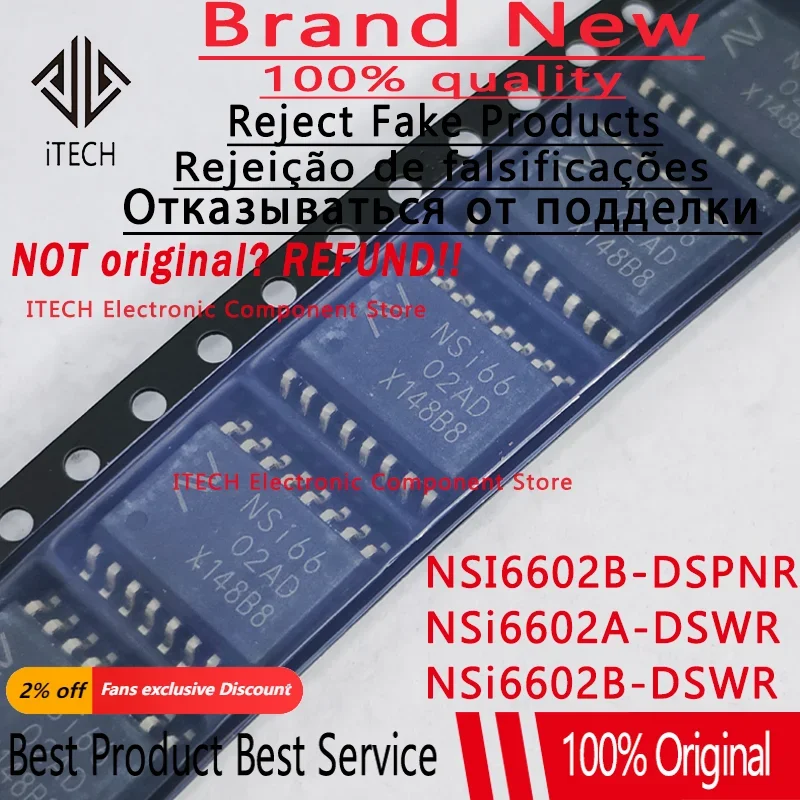 5Pcs 100% New NSI6602B-DSPNR NSI6602BD NSi6602A-DSWR NSi6602AD NSi6602B-DSWR NSi6602BD SOP16 Brand New Original Chips Ic