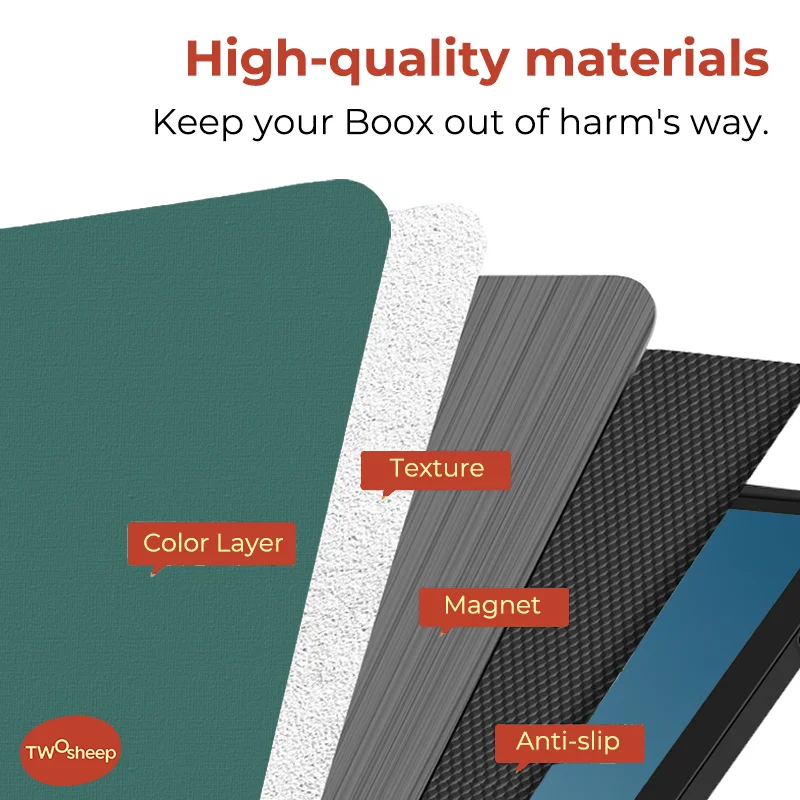 Twosheep capa de 6 polegadas para Onyx Boox Go6 Poke6 Poke5 Capa magnética sem concha Auto Sleep Wake Funct cor sólida preto branco