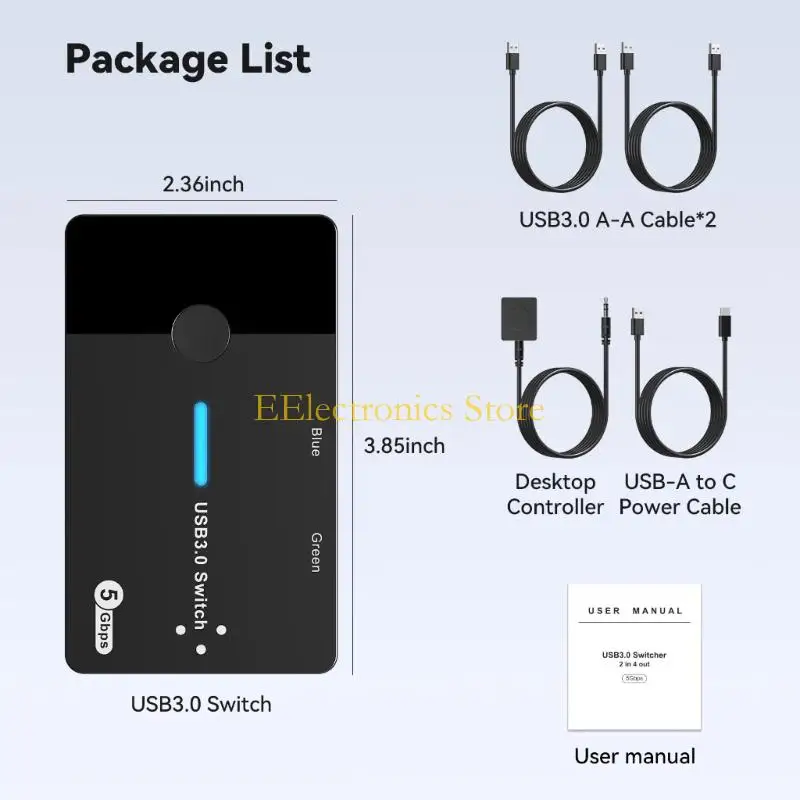 B03C USB KVM Switcher USB Switcher 2 في 4 Out لأجهزة الكمبيوتر المحمولة كمبيوتر مفاتيح الماوس