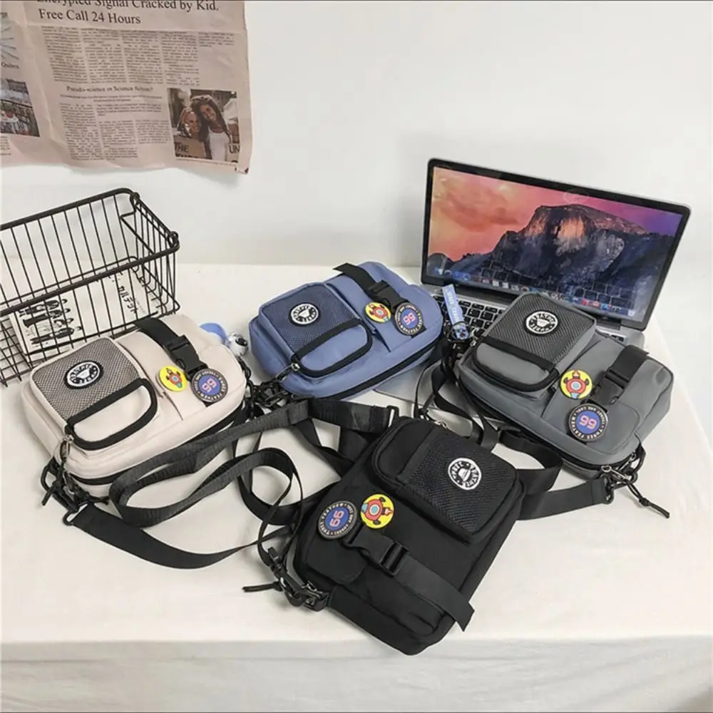 Kleine sneldrogende canvas schoudertas draagbare harajuku mannen crossbody tas rits zakje casual mobiele telefoon pack unisex