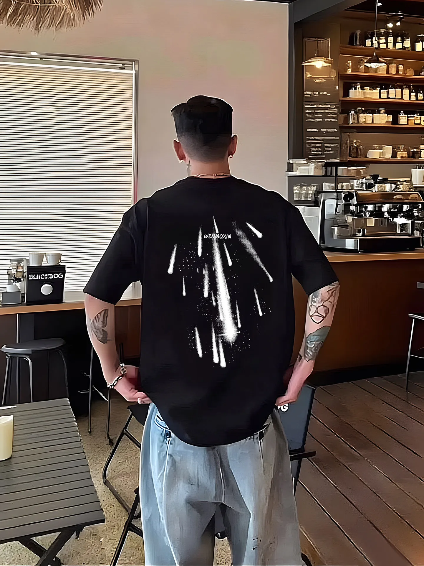 

Американская трендовая футболка с короткими рукавами, тяжелый топ из чистого хлопка с круглым вырезом, новая футболка Ins Base Layer