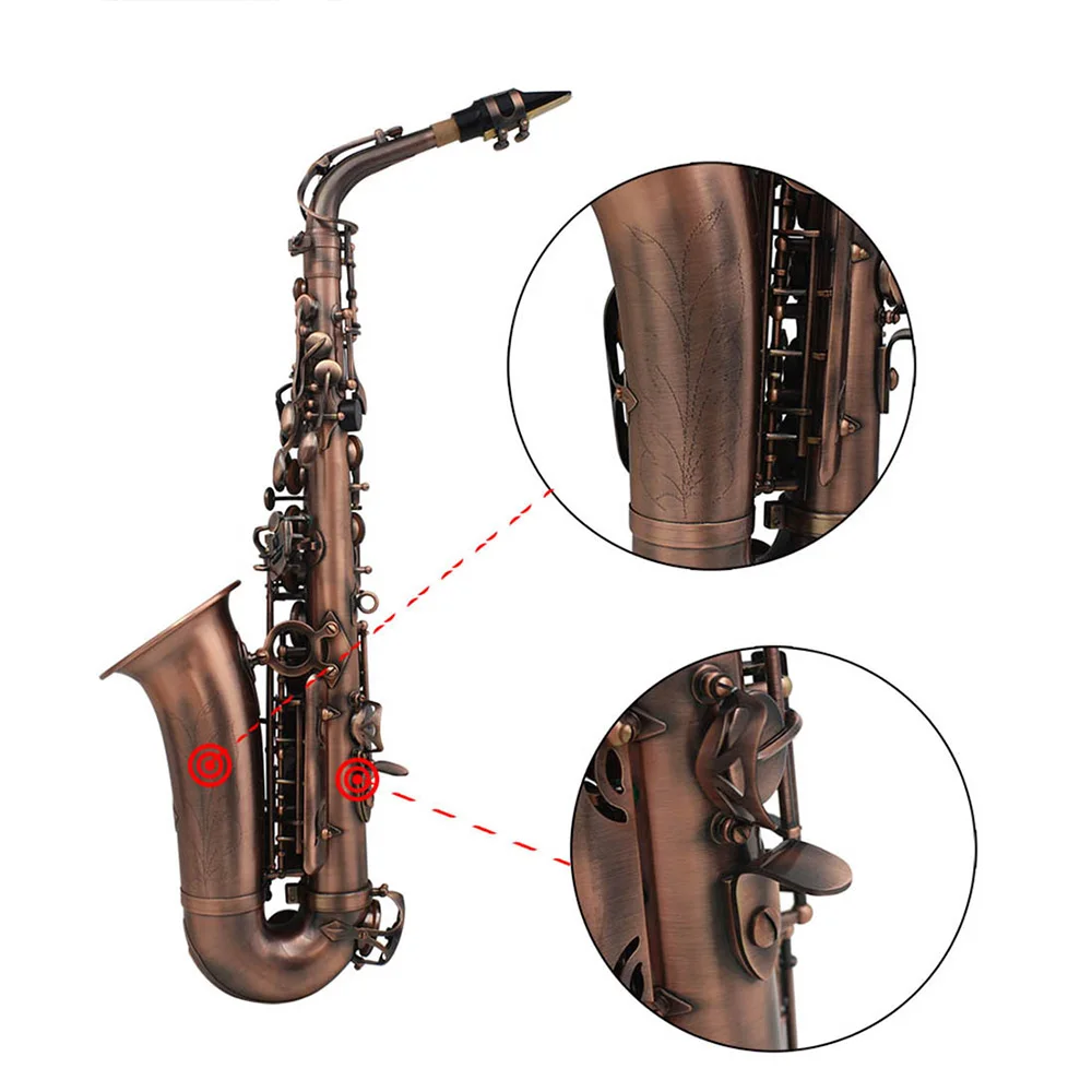 Professional Red Bronze Bend Eb E-flat Alto Saxophone Sax Abalone Shell Key Carve Pattern with Case Gloves Cleaning Cloth Straps