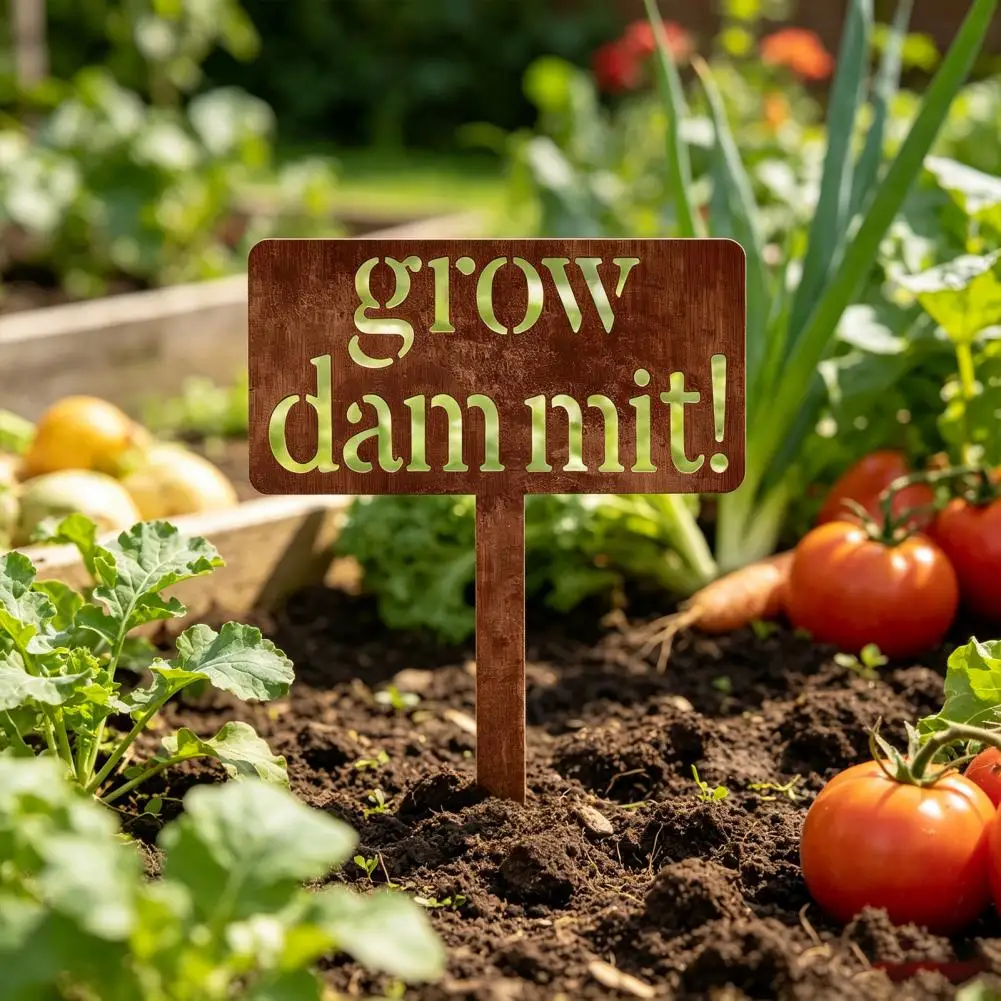 

Grow Funny Metal Sign, Vintage Decorative Plaque Stake Sign, Herbs Fruits Flowers Vegetables Garden Accessory, Gifts for Women,