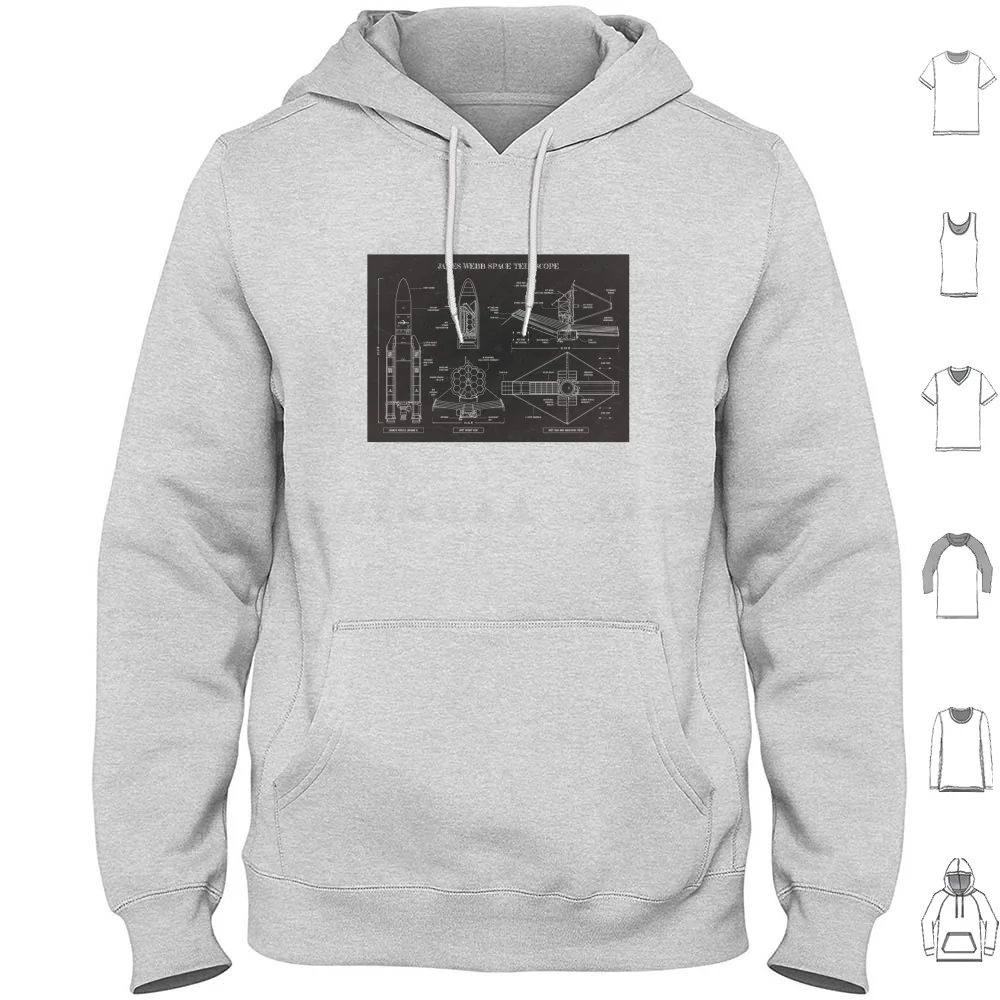 James Webb Space Telescope ( Blackboard ) Hoodie cotton Long Sleeve Rockets Rocket Engine Engines Exploration Space Blueprint