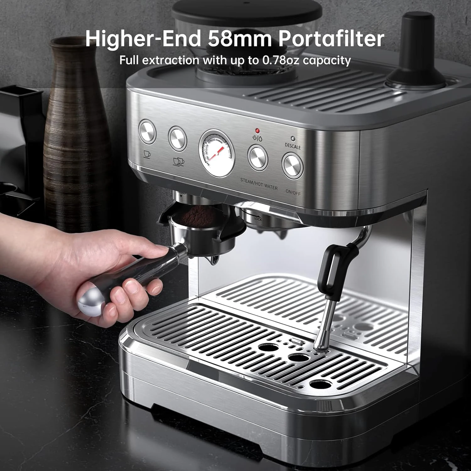 Espresso Machine 3-in-1 Coffee Maker with Built-in Grinder and Milk Frother 15 Bar Latte and Cappuccino Espresso Coffe Machine