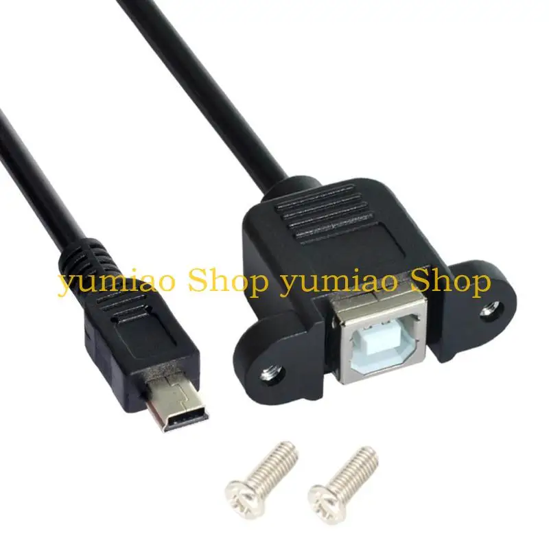 587B Mini USB 5-Pin Male to USB B Female Panel Mount Cable with Screws 30/50cm