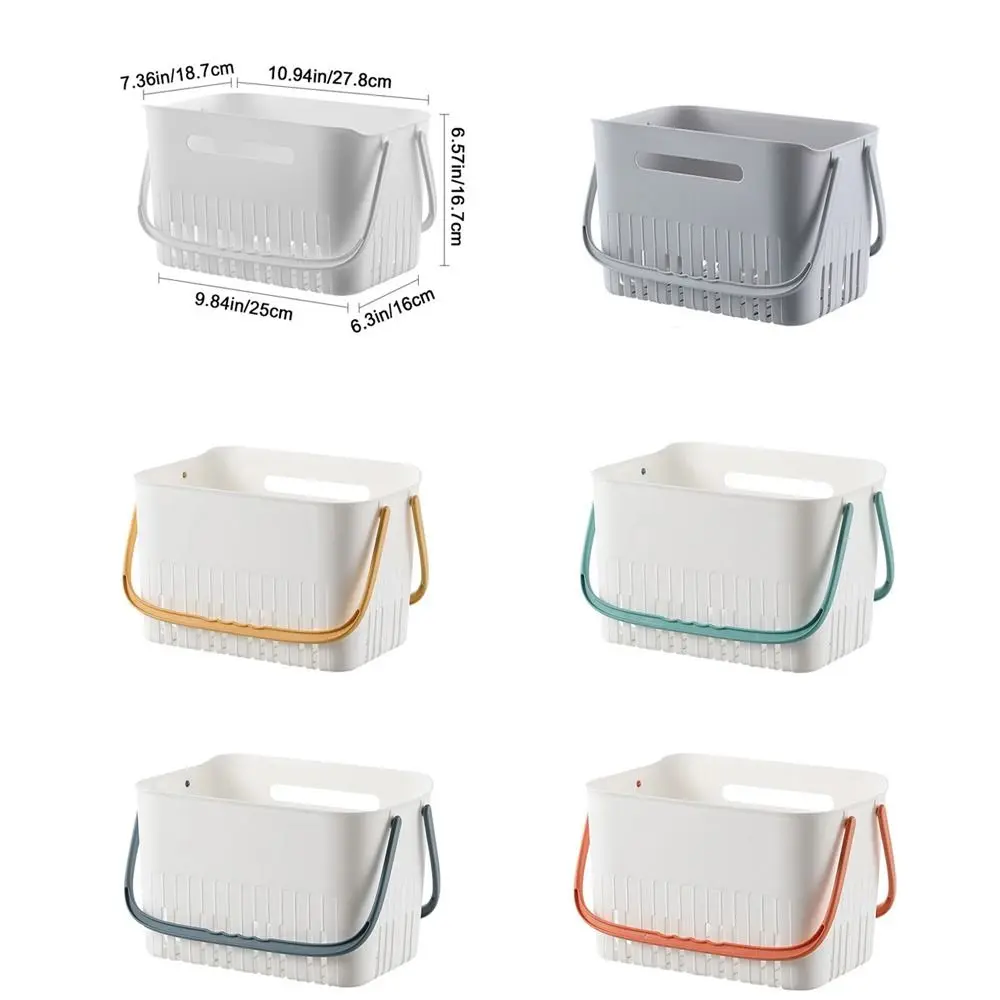 Plastic Handheld Bath Basket Space Saving with Handle Sundries Collection Basket Large Capacity Drain Bath Basket Kitchen