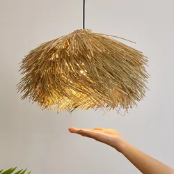 Southeast Asian Grass weave Hanging Lamp for Shop Bar Wabi-sabi Pendant Lights Living Room Chandelier Loft Room Decor Lustre led