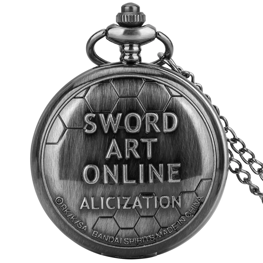 Retro SAO Sword Art Online Alicization Kirigaya Kazuto Kirito Yuuki Asuna Cosplay Quartz Necklace Pendant Pocket Watch wit Chain