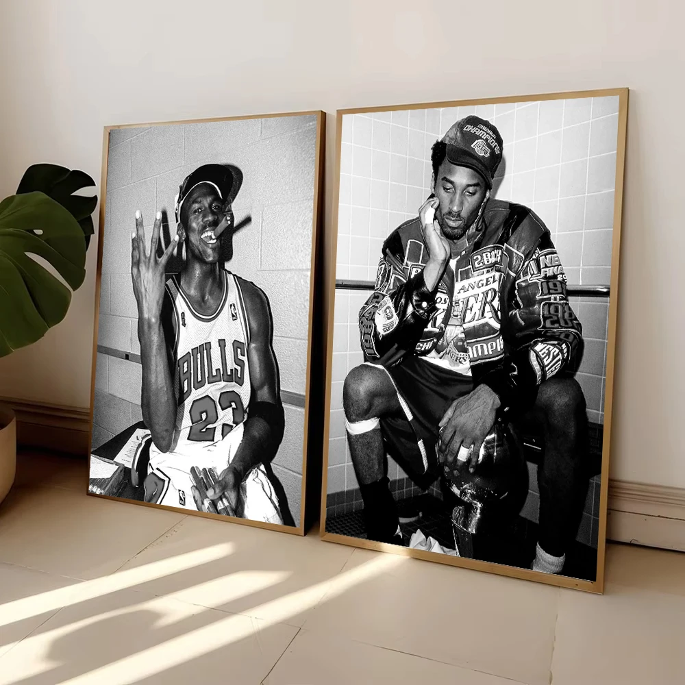 Affiche inspirante de basket-ball K-Kobe, peinture sur toile HD en noir et blanc, décoration pour la maison, le salon, le bar
