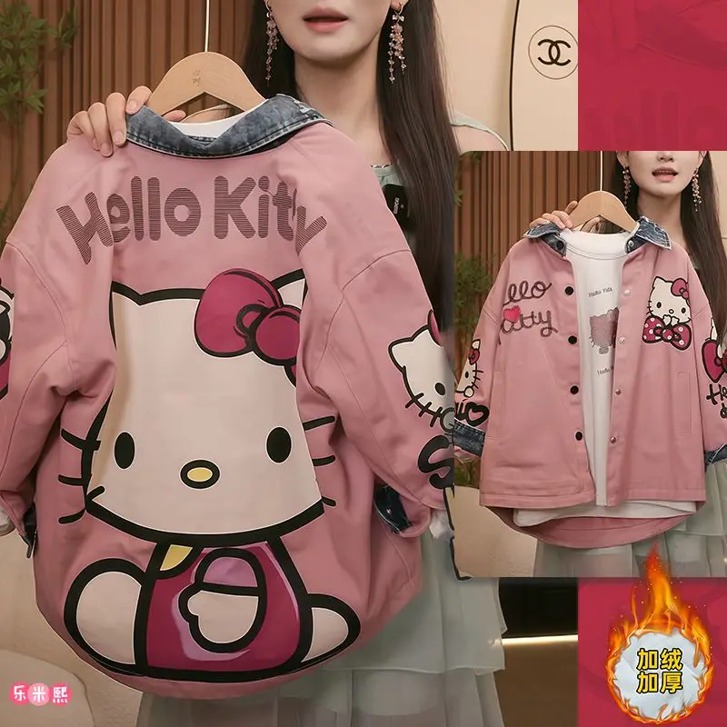 الفتيات الدنيم الكرتون جاكيت من الصوف 2025 جديد الخريف والشتاء الصوف المتكاملة الصوف سميكة Kt الكورية #1