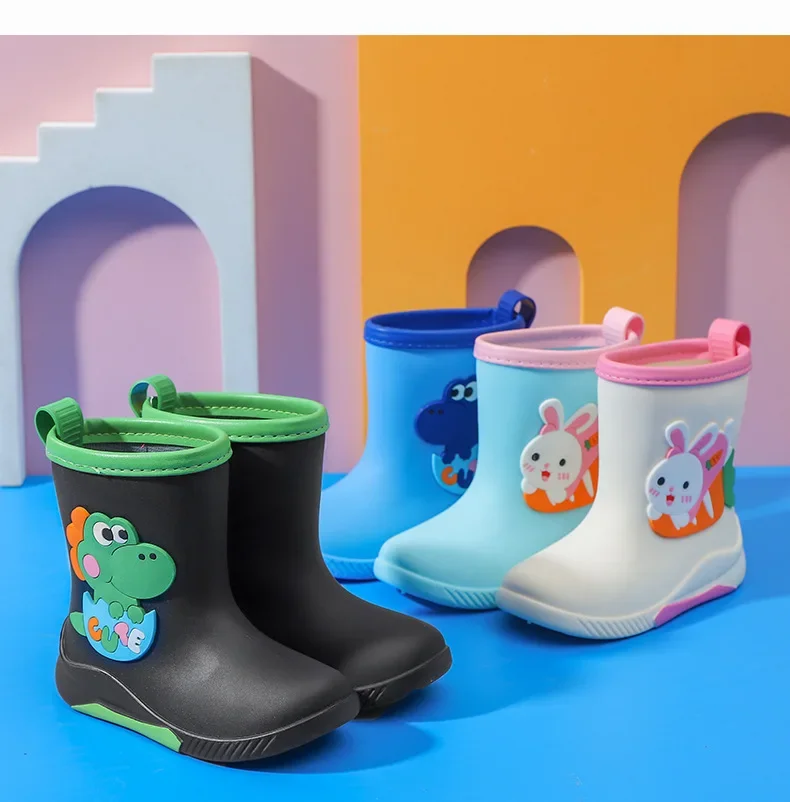Kinder-Regenstiefel für Jungen und Mädchen, rutschfeste EVA-Outdoor-Cartoon-Dinosaurier-Regenstiefel für Kinder, wasserdichte Schuhe, Wasserschuhe für Mädchen – Detail 26