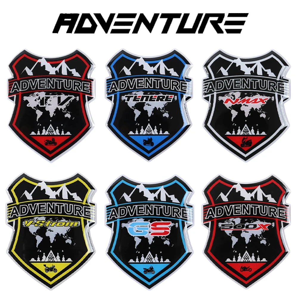 

3D гелевые приключенческие наклейки для мотоциклов, мото-кузов, лобовое стекло, щит, эмблема, аксессуары, наклейка для ADV160 V-Strom GS Tenere 500X Nmax
