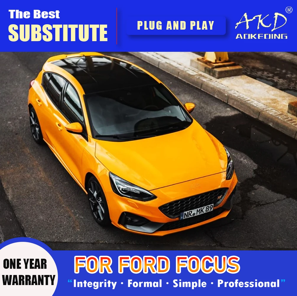 AKD Head Lamp for Ford Focus LED Headlight 2019-2021 Headlights Focus MK4 DRL Turn Signal High Beam Angel Eye Projector Lens