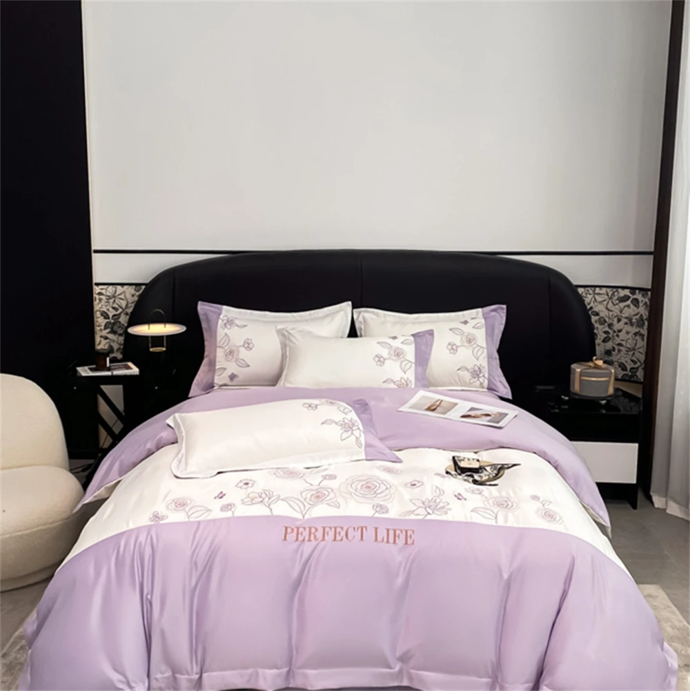 

Light Luxury Four Piece Set Print Floral Embroidered Bedding Set Bed Sheet Quilt Cover Pillowcases Duvet Cover Set Home Textiles