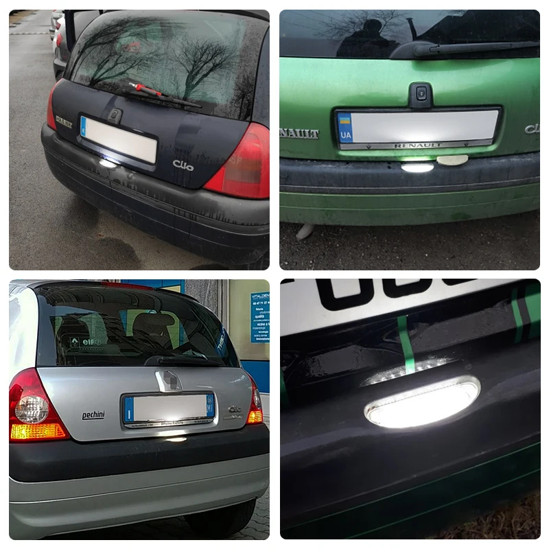 لرينو كليو 1998-2005 توينجو 1993-2007 الأبيض LED رقم لوحة ترخيص ضوء استبدال OEM 7700410754 #5