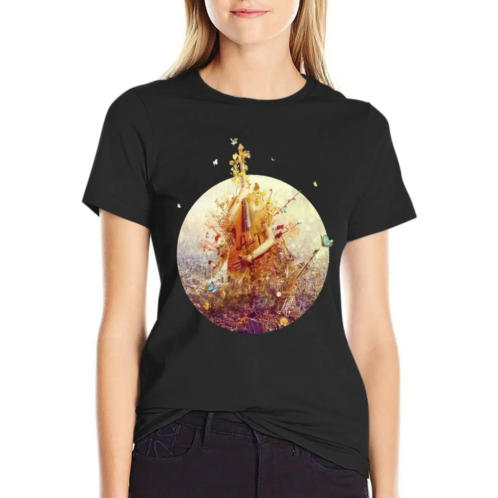 

Silence T-Shirt animal prinfor sports fans hippie clothes Top Women