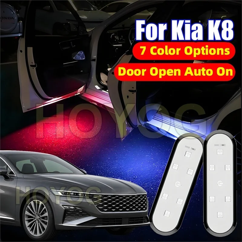 For Kia K8 2021-2026 1-4pcs Car Door Courtesy Light with a Magnetic Sensor and a USB Rechargeable Battery
