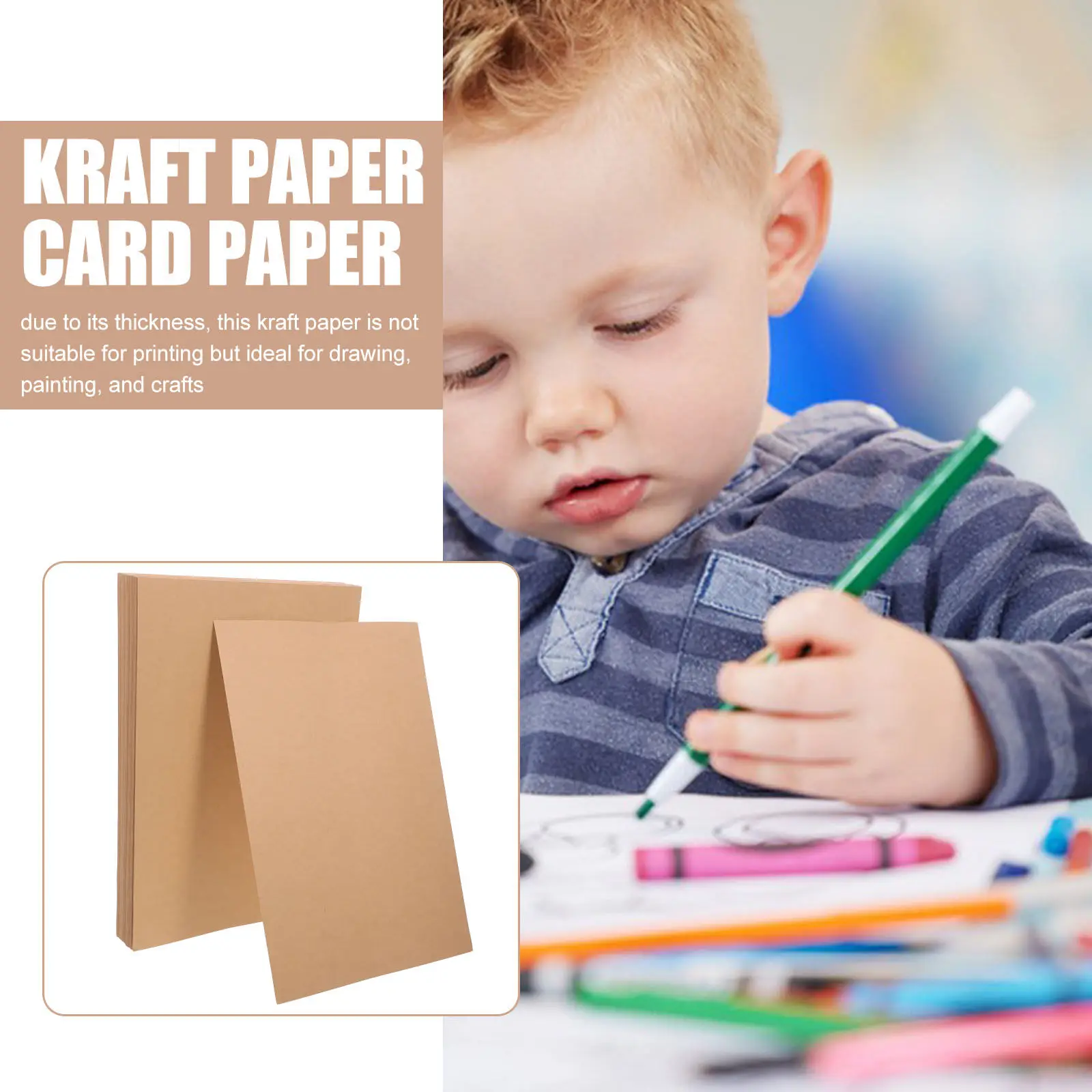 100Sheets Brown Card Stock Kraft Paper 180G Unlined Blank Cards for Anniversary Birthday Shower Invitations DIY Craft